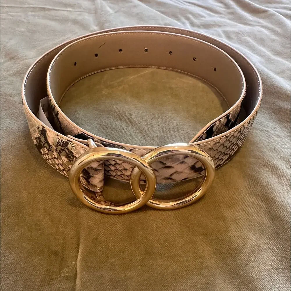 NWT Express Snake Print Belt with Gold Buckle